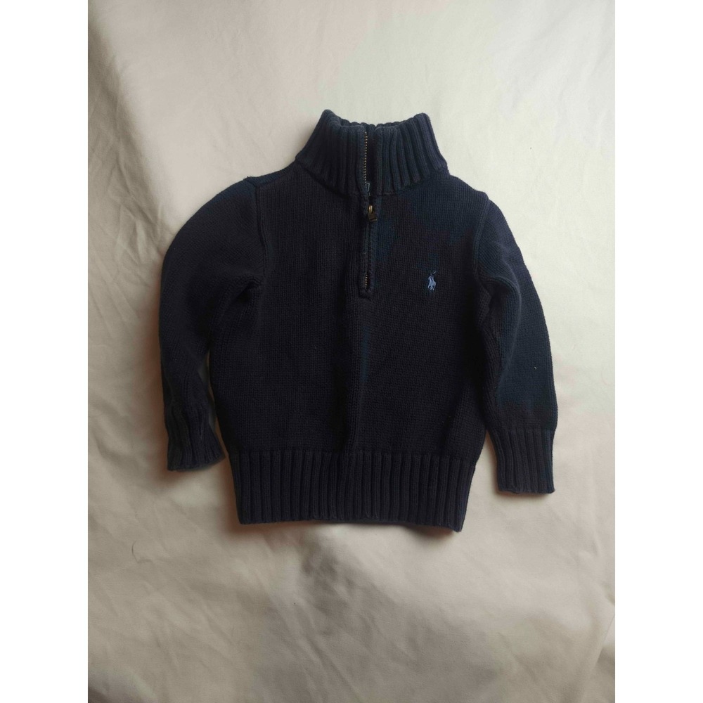Polo Ralph Lauren Quarter Zip Sweater Boys Size 2/2T Black Knit Preppy Pullover